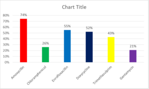 Figure 5: Percentage of E.coli isolates resistant to antibiotics