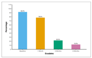 Figure showing frequency of exudates through 6 months follow-up.