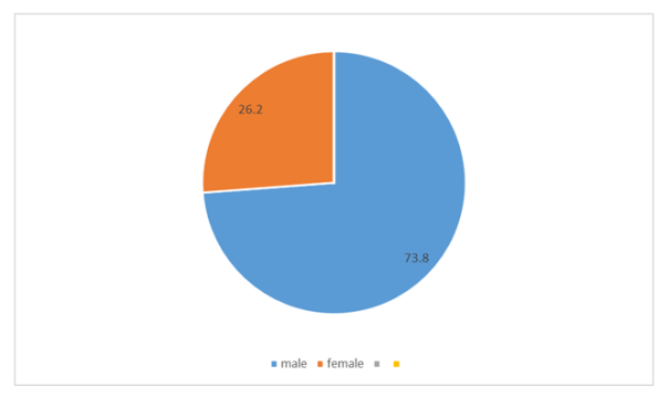 Pie chart showing sex distribution